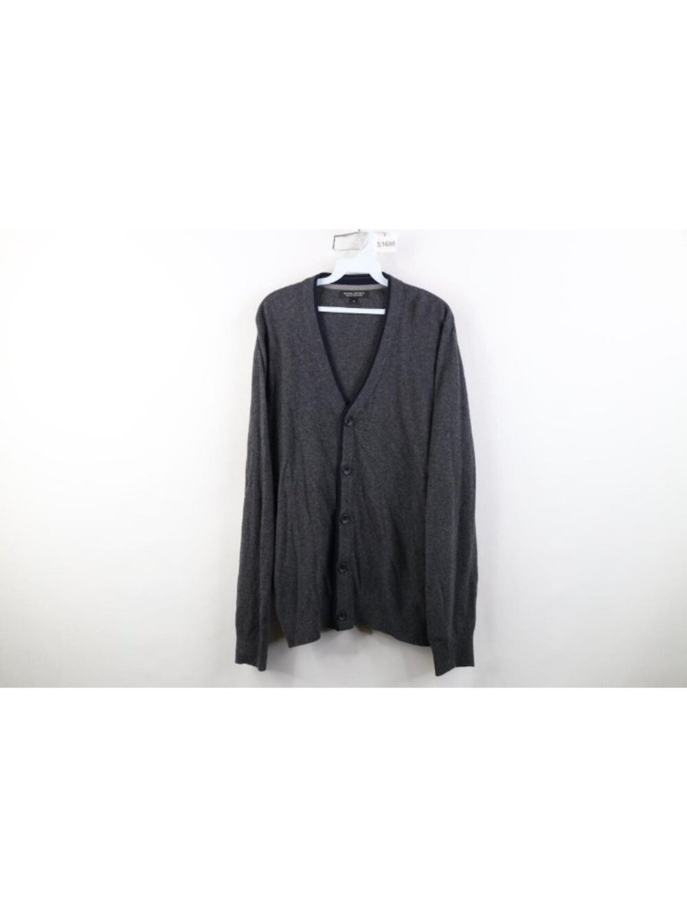 Banana Republic Mens XL Blank Italian Wool Blend Knit Cardigan Sweater Gray